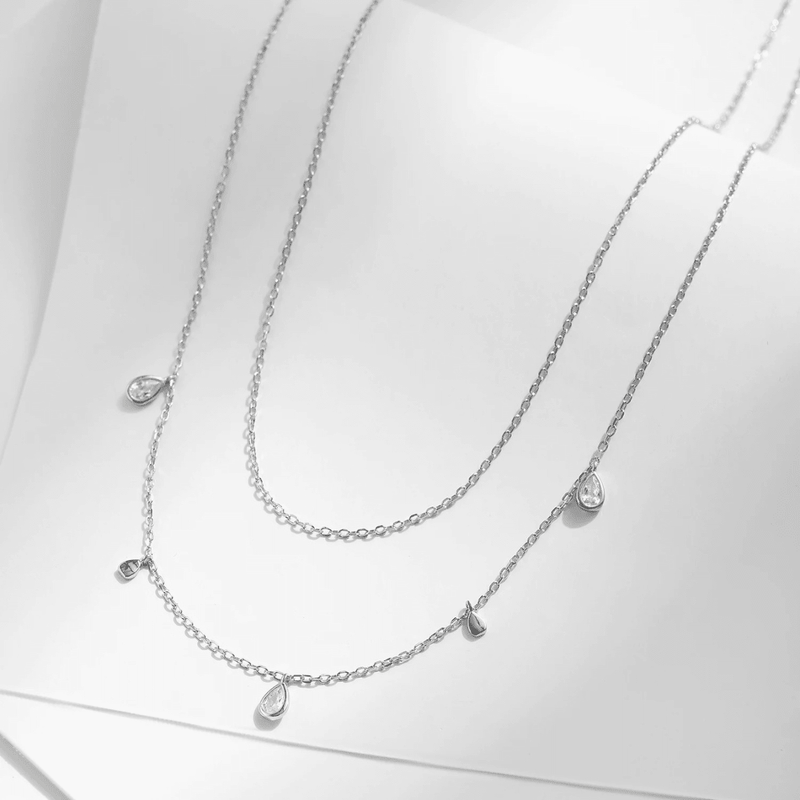 Moissanite Droplet Double Delight Necklace 