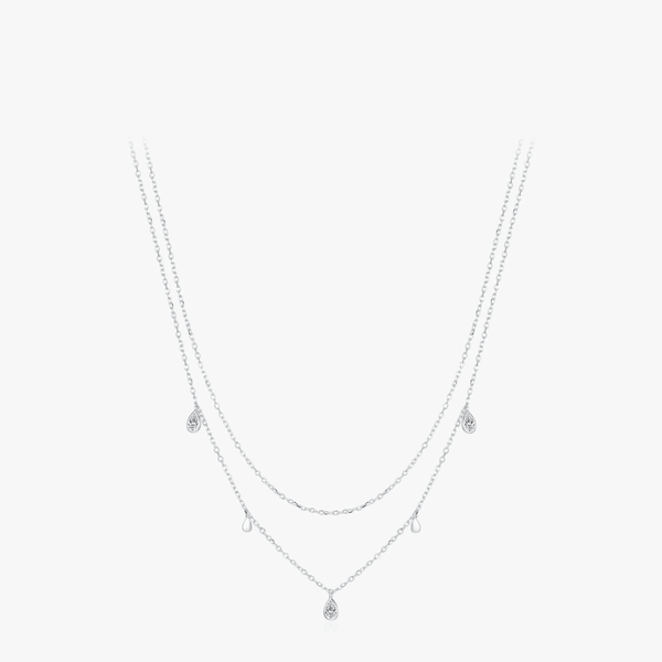 Moissanite Droplet Double Delight Necklace 