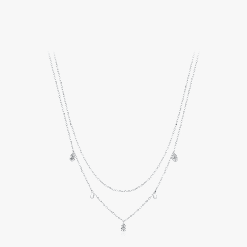 Moissanite Droplet Double Delight Necklace 