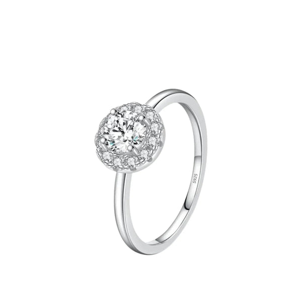 Moissanite Elegance Silver Solitaire Ring Rin10 