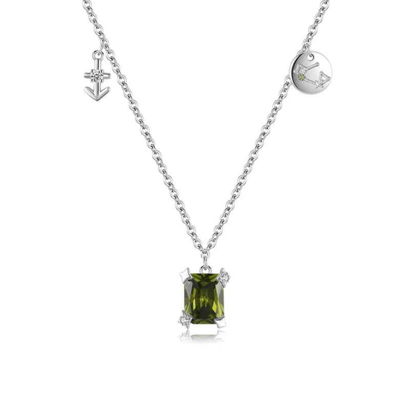 Moss Green Halo Necklace Elegance 