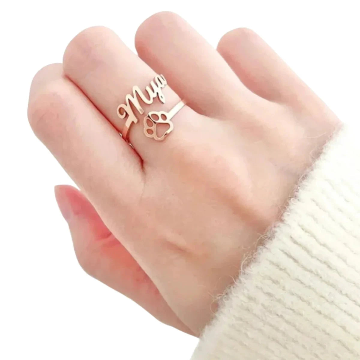 Personalized Paw Print Ring — Pet Name Engraved Gif12 