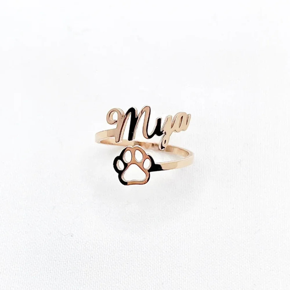 Personalized Pet Name - Paw Ring 