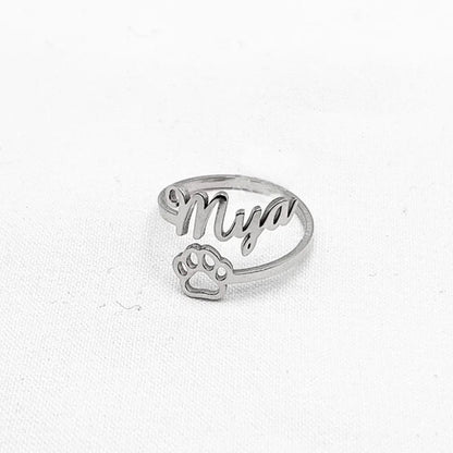 Personalized Pet Name - Paw Ring 