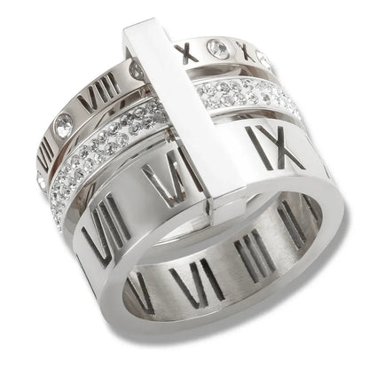 Roman Elegance Triple-Ring Silver 