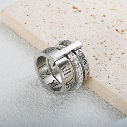 Roman Elegance Triple-Ring Silver 