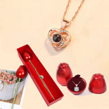 Rose Gift Box With Necklace - Elegant LoveSpark Jewelry Case 