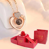 Rose Jewel Box with Love You Necklace 100 Languages Gold 