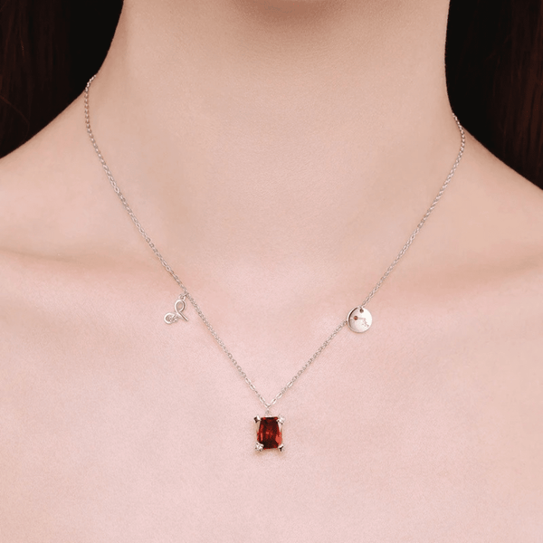 Ruby Halo Elegance Necklace 