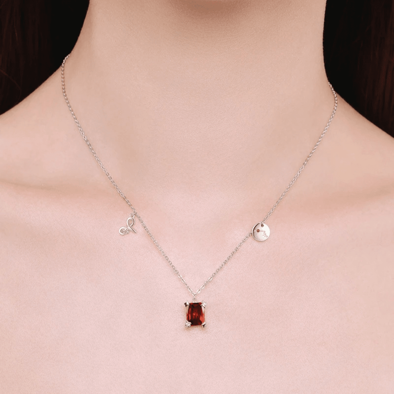 Ruby Halo Elegance Necklace 