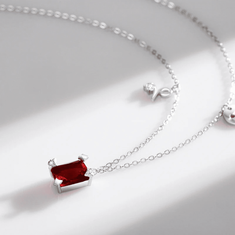 Ruby Halo Elegance Necklace 