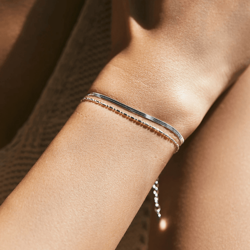 Silver Scales Double Layer Bracelet 