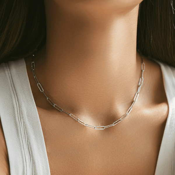 Silver Swirl Link Necklace 