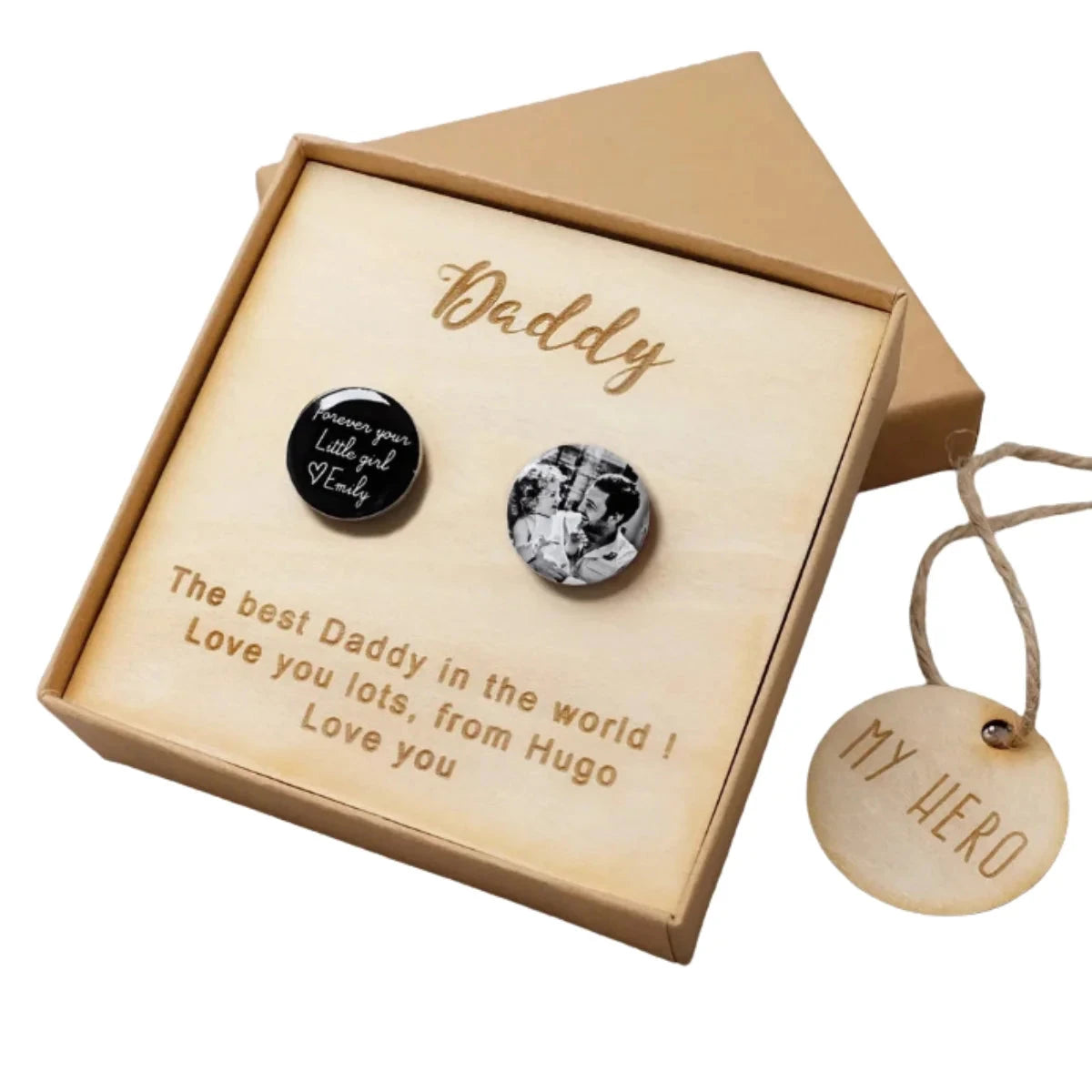 The Memory Cufflinks — Personalized Photo & Message Gif10 