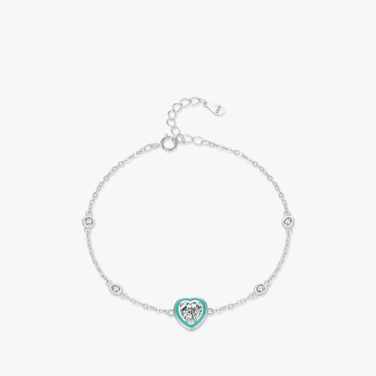Turquoise Halo Heart Charm Bracelet 