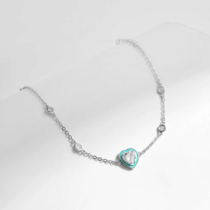 Turquoise Halo Heart Charm Bracelet 