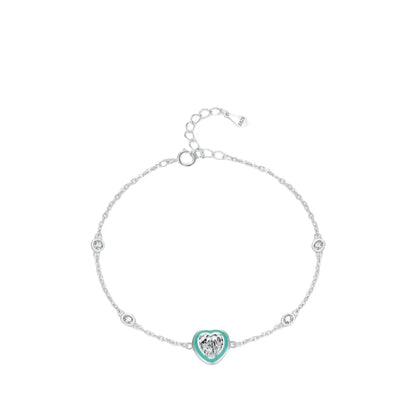 Turquoise Halo Heart Charm Bracelet Bra18 
