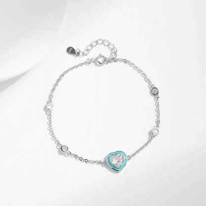 Turquoise Halo Heart Charm Bracelet 