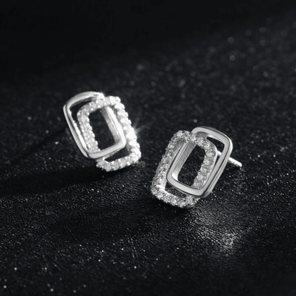 Zirconia Allure Double Rectangle Earrings 