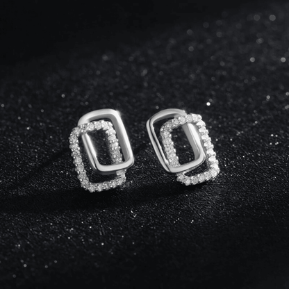 Zirconia Allure Double Rectangle Earrings 