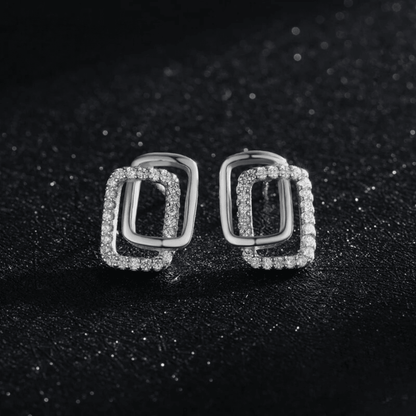 Zirconia Allure Double Rectangle Earrings 