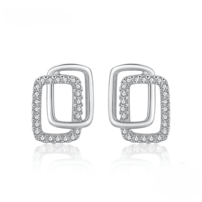 Zirconia Allure Double Rectangle Earrings 