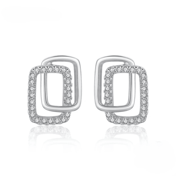 Zirconia Allure Double Rectangle Earrings 