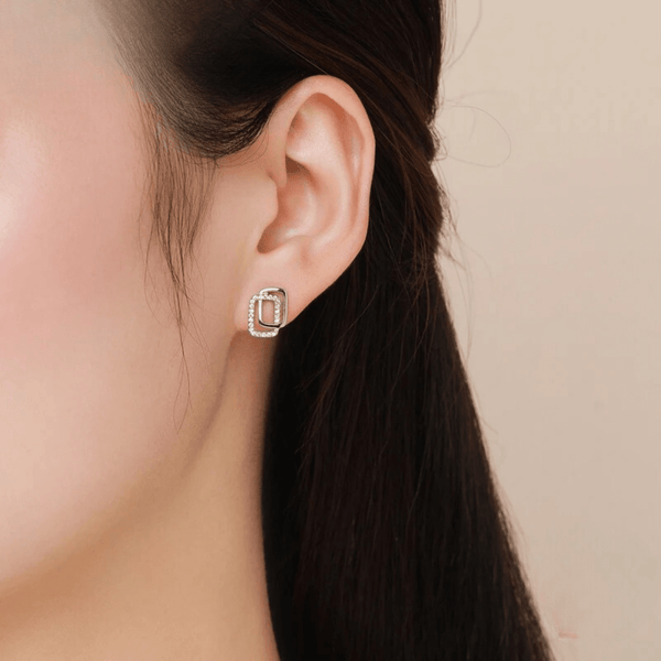 Zirconia Allure Double Rectangle Earrings 